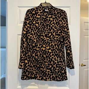 Leopard Print Long Sleeve Coat